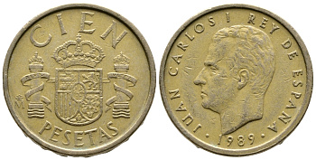 Испания 100 песет 1989 Хуан Карлос I (1975-2014) KM 826 алюминиевая бронза 85-335