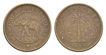 Либерия 1/2 цента 1937 KM 10 латунь 4614-915