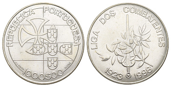 Португалия 1000 эскудо 1998 75 лет Лиге Комбатанты KM 714 серебро BU 1088-1-62
