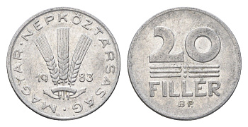 Венгрия 20 филлеров 1983 BP KM 573 алюминий 4664-1163