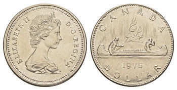 Канада 1 доллар 1975 Елизавета II (1952-2022), каноэ KM 76.2 никель 4634-411