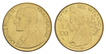 Ватикан 200 лир 1979 KM 147 алюминиевая бронза UNC 4633-1232
