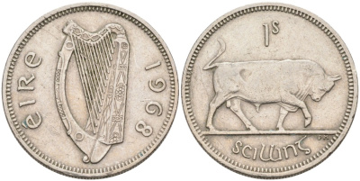 Ирландия 1 шиллинг 1968 бык KM 14а медно-никель 4561-1122