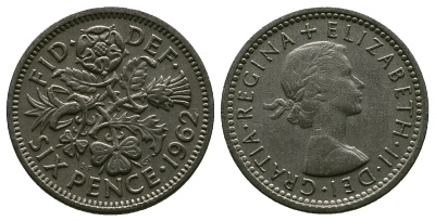Великобритания 6 пенсов 1962 Елизавета II (1952-2022) KM 903, Spink 4149 медно-никель 4381-755