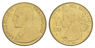 Ватикан 200 лир 1979 KM 147 алюминиевая бронза UNC 4633-1232
