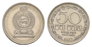 Шри-Ланка 50 центов 1972 KM 135.1 медно-никель UNC 4652-132