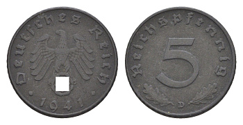 Германия 5 рейхспфеннигов 1941 D KM 100, J. 370 цинк 4615-141