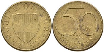 Австрия 50 грошей 1972 KM 2885 алюминиевая бронза 4116-927