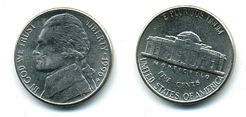 США 5 ЦЕНТОВ 1996 ДЖЕФФЕРСОН KM A192 медно-никель 4364-342