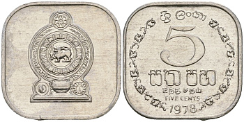 Шри-Ланка 5 центов 1978 KM 139a алюминий 4136-726