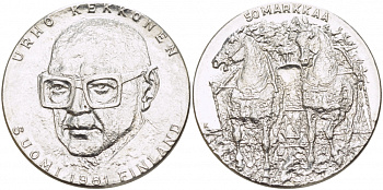 Финляндия 50 марок 1981 К, 80 лет президенту Кекконену KM 59 серебро UNC 1515-1345