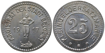 Бельгерн (Пруссия, Саксония) 25 пфенингов 1917 Funck 33.7A, Men05 1706.6, Men18 2201.6 железо aUNC 4597-414