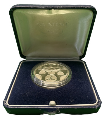 ЮАР 2 ранда 1992 чеканка монет, тираж 6738 экз., , в коробке KM 1459 серебро PROOF 00-00-00