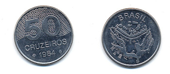 БРАЗИЛИЯ 50 КРУЙЗЕЙРО 1984 KM 594.1 сталь aUNC 51-5734
