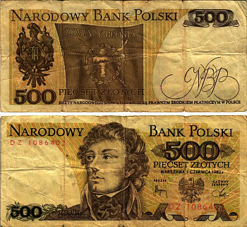 Польша 500 злотых 1982 Тадеуш Костюшко Pick 145 d бумага 7548-114-2-2