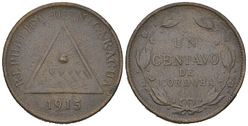 Никарагуа 1 сентаво 1915 KM 11 бронза 4615-849