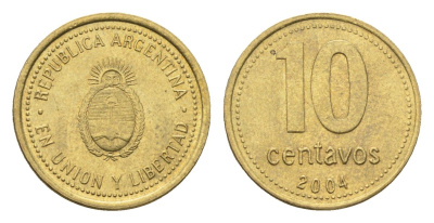 Аргентина 10 сентаво 2004 KM 107 алюминиевая бронза aUNC 4664-568