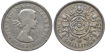 Великобритания 2 шиллинга (флорин) 1956 Елизавета II (1952-2022) KM 906, Spink 4146 медно-никель 4131-533