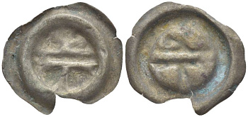 Силезия, Опольское воеводство 1 пфенниг (Hohlpfennig) XV век брактеат (малый пфенниг) пуговичного типа, вес 0,13 гр. Friedensburg 797 серебро 1517-1331