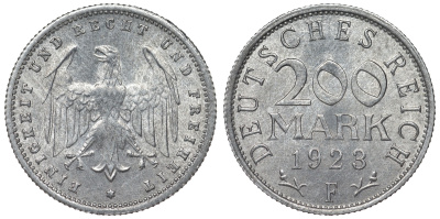Германия 200 марок 1923 F KM 35, J. 304, Weege 22 алюминий 4121-1224