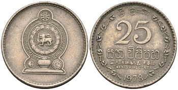 Шри-Ланка 25 центов 1978 KM 141.1 медно-никель 4567-232