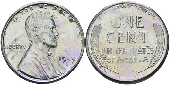 США 1 цент 1943 S (Сан-Франциско), Авраам Линкольн KM 132 a сталь плакированная цинком 96-1162