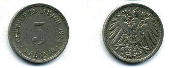 ГЕРМАНИЯ 5 ПФЕННИГОВ 1914 A, KM 11, J. 12 медно-никель 62-2439