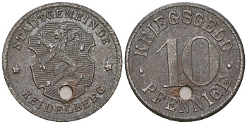Гейдельберг 10 пфеннигов ND (1918-1919) Funck 203.1, Men18 14006.2 железо 188-951