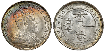 Гонконг 10 центов 1902 Эдуард VII (1901-1910) KM 13 серебро UNC 91-811