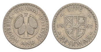 Гана 5 песев 1967 KM 15 медно-никель 4643-712