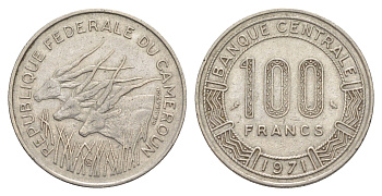 Камерун 100 франков 1971 KM 15 никель 4654-434
