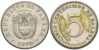 Панама 5 сентесимо 1970  KM 23.2 медно-никель    4610-335