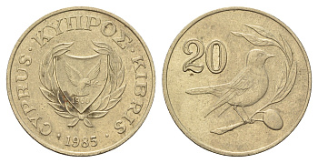 Кипр 20 центов 1985 KM 57.2 никель латунь 3459-816