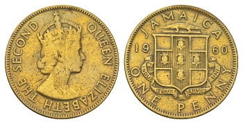 Ямайка 1 пенни 1960 KM 37 никель латунь 4628-653