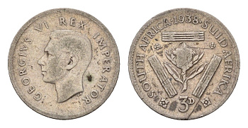 ЮАР 3 пенса 1938 Георг VI (1936-1952) KM 26 серебро 4564-565