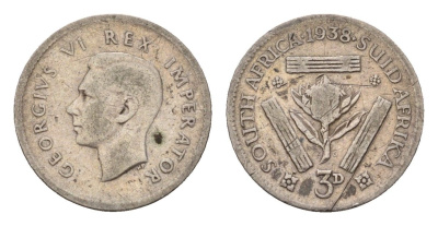 ЮАР 3 пенса 1938 Георг VI (1936-1952) KM 26 серебро 4564-565