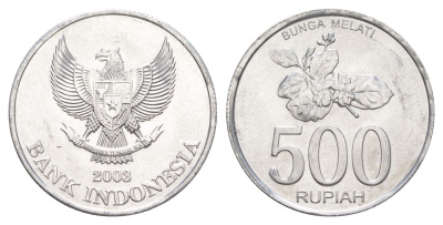 Индонезия 500 рупий 2003 цветок KM 67 алюминий aUNC 4525-244