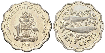 Багамские острова 10 центов 1974 KM 61 медно-никель PROOF 4577-1011