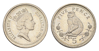 Гибралтар 5 пенсов 1994 KM 22.2 медно-никель UNC 4668-516