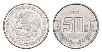 Мексика 50 сентаво 2017 Mo KM 936 нержавеющая сталь UNC 4636-521