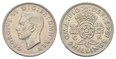 Великобритания 2 шиллинга (флорин) 1949 Георг VI (1936-1952) KM 878, Spink 4107 медно-никель 4663-253