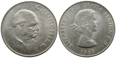 Великобритания 1 крона (5 шиллингов) 1965 Уинстон Черчилль, Елизавета II (1952-2022) KM 910, Spink 4144 медно-никель UNC 4537-1115