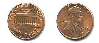 США 1 ЦЕНТ 1988 ЛИНКОЛЬН KM 201b цинк плакированный медью 86-239