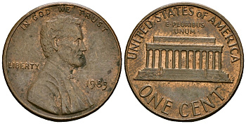 США 1 цент 1983 Линкольн KM 201b цинк плакированный медью 4136-231