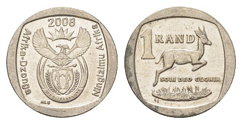 ЮАР 1 ранд 2008 KM 444 медь плакированная никелем 4627-527