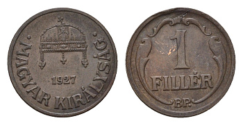 Венгрия 1 филлер 1927 KM 505 бронза 44-1168