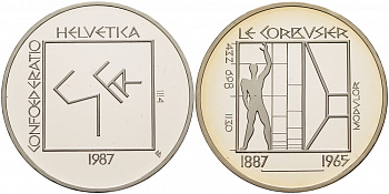 ШВЕЙЦАРИЯ 5 ФРАНКОВ 1987 100 ЛЕТ СО ДНЯ РОЖДЕНИЯ ЛЕ КОРБЮЗЬЕ KM 66 медно-никель PROOF 1087-3-35