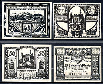Штригау полный набор из 2 нотгельдов (25 и 50 пфеннигов) ND Mehl Grabowski S124 бумага UNC (пресс) 7556-59-1-2