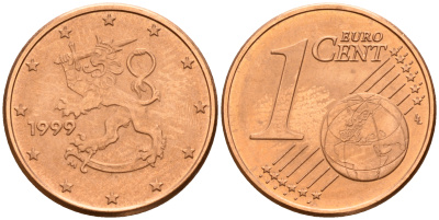 Финляндия 1 евроцент 1999  KM 98 сталь плакированная медью  UNC  4189-132