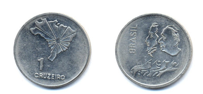 Бразилия 1 крузейро 1972 150 лет независимости KM 582 никель aUNC 76-854